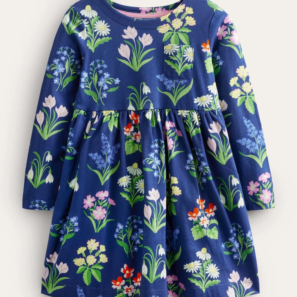 NWOT Mini Boden Long Sleeve Fun Jersey Dress